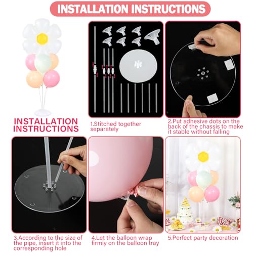 Daisy Party Balloons Stand Kit 2 Sets with 2 White Daisy Flower Foil Balloons Fresh Flower 1st Party Balloon Centerpieces for Tables for Spring Theme Mothers Day Daisies Themed Birthday Decorations by Naozinebi - Used condition - Image 3