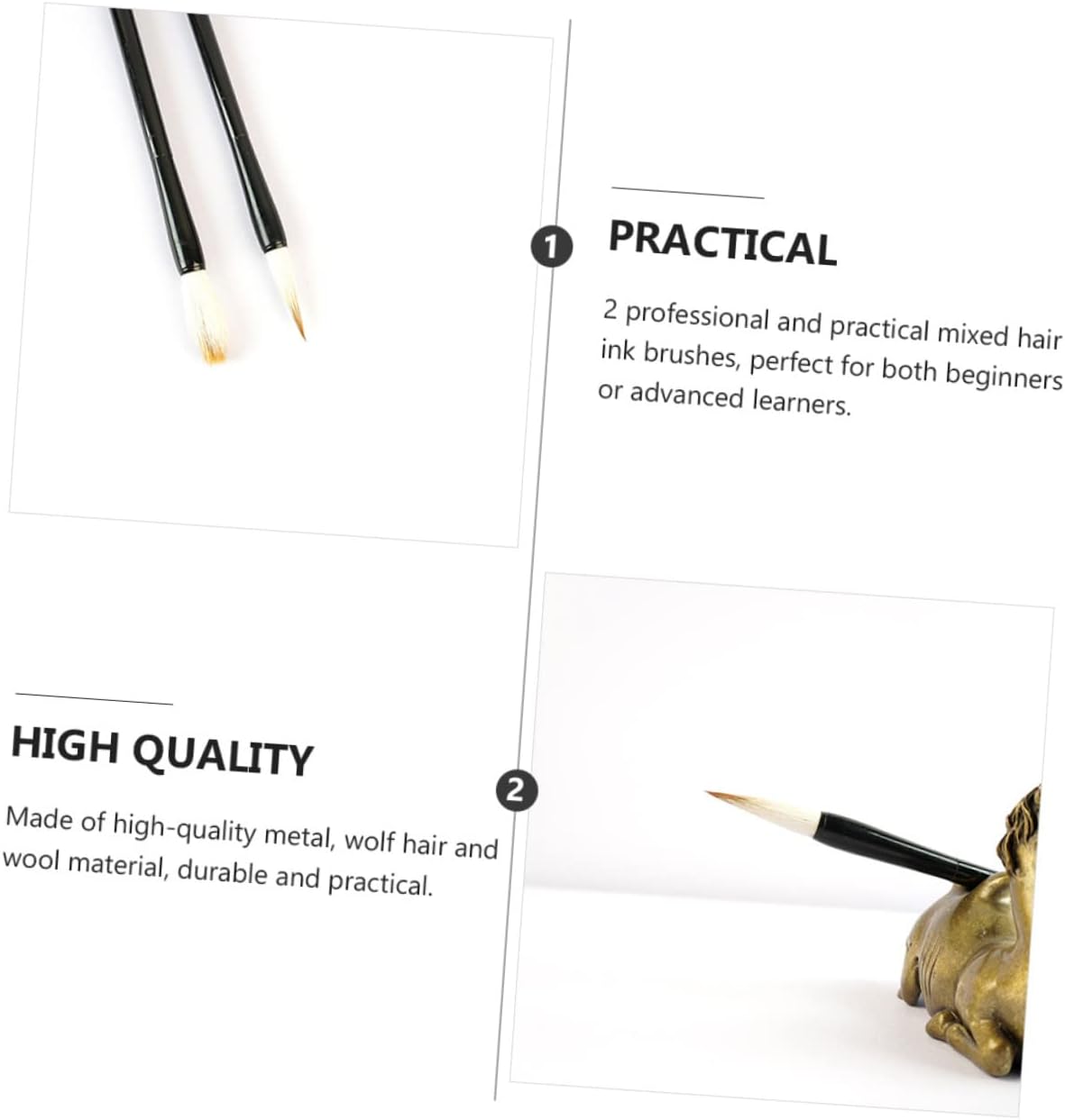 3pcs Ink Brush Pen Calligraphy for Journaling Watercolor Sumi Drawing Student Writing Stationary