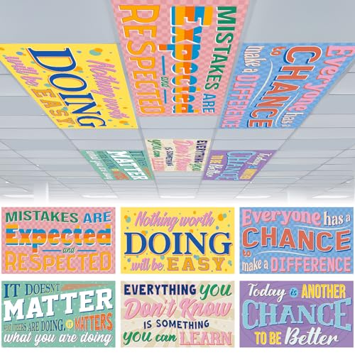 Image of VIHOSE 6 Pcs Fluorescent Light Covers for Ceiling Lights Classroom Magnetic Light Covers Classroom Filters Office School Drop Ceiling, 4 x 2 ft(Inspirational)