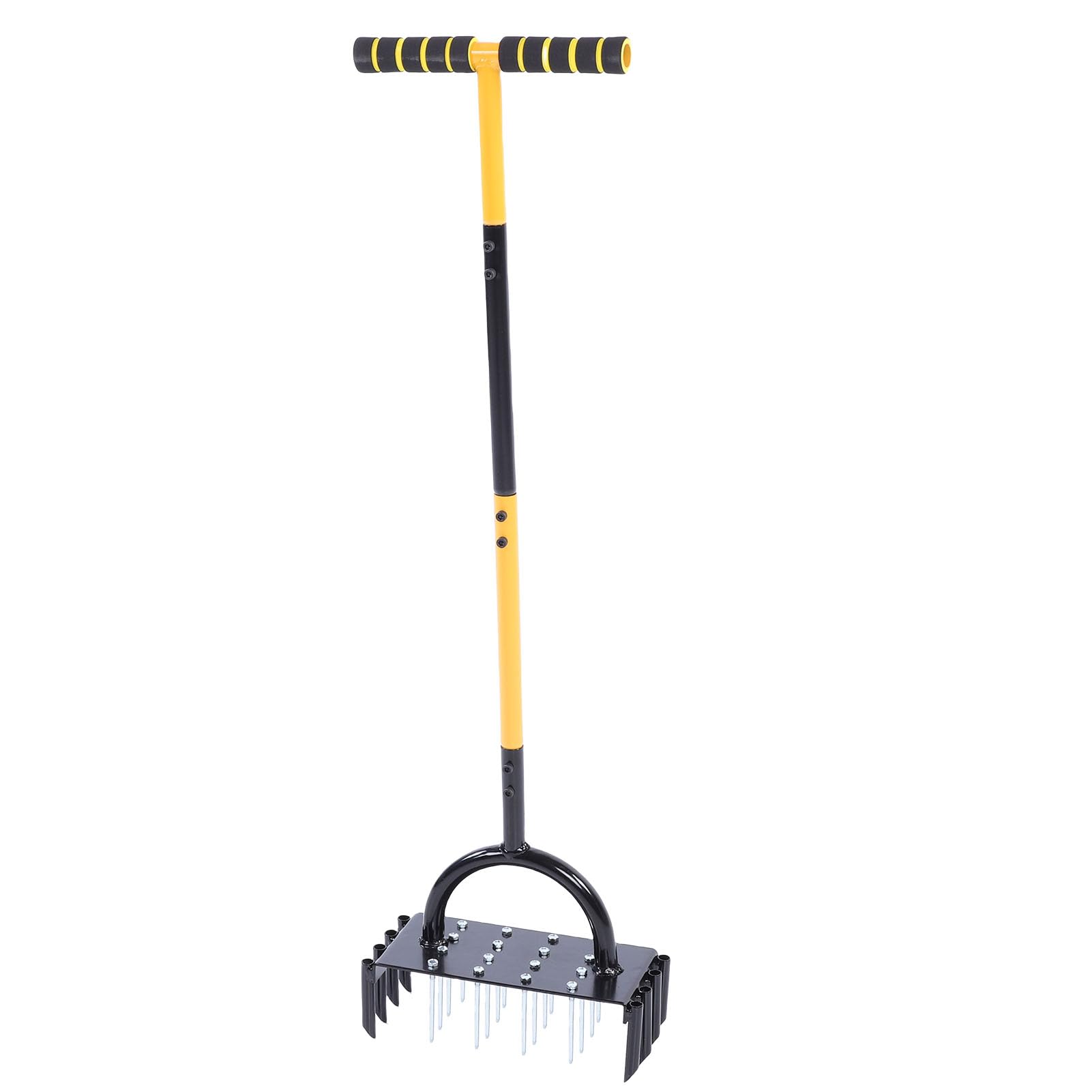 Luocute Aerator do Trawnika, Kolce Metalowe Ręczne Usuwanie Strzechy Napowietrzanie Gleby Trawnik z Uchwytem w Kształcie Litery T 16 Kolców 8 Rdzeni Narzędzie do Napowietrzania Gleby ze