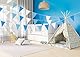 66ft Wimpelkette, Wimpelkette aus blau-weißem Polyesterstoff, 52 Stück, wasserdichte Flaggen, wiederverwendbare Wimpelkette für Muttertag, Zuhause, Outdoor, Geburtstag, Hochzeit, Party-Dekoration