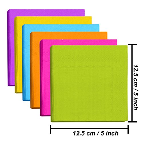 image for Resinta 120 Pieces Cocktail Napkin Neon Napkins Beverage Luncheon Pape
