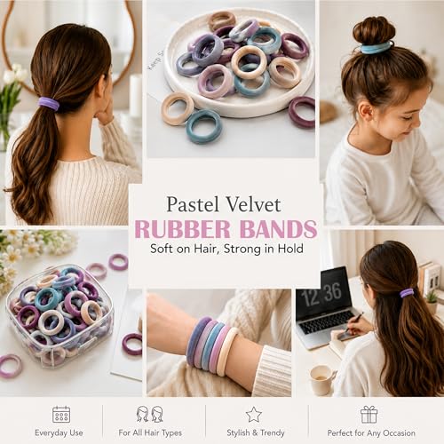 Image of GLUN Bohemian Multicolor Ponytail Holders Hair Ties 50 Piece, Soft Elastic Scrunchie Stretch Bands for Women, Girls & Teens, Non-Slip Elastics, Daily Use & Styling Accessories