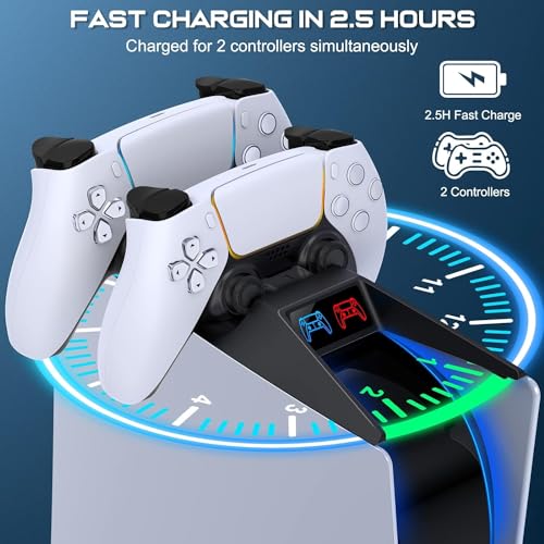 Image of Ant Esports PS5 Controller Charging Station Dual Sense Fast Charging Dock for PS5 Controllers, LED Indicator, Dual Controller Charger Stand, Safe & Compact - Black