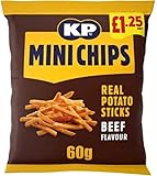 Kp Mini Chips Real Potato Sticks 20x60g £1.35 Price Marked Packs (BBQ Beef) Savory Crisps Snacks Perfect for LunchBoxes, Parties