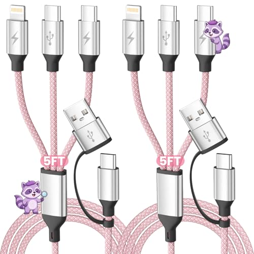 Multi Charging Cable with Dual USB-C/L Port USB Cable Charger Cord 5FT 2PCS - image 1