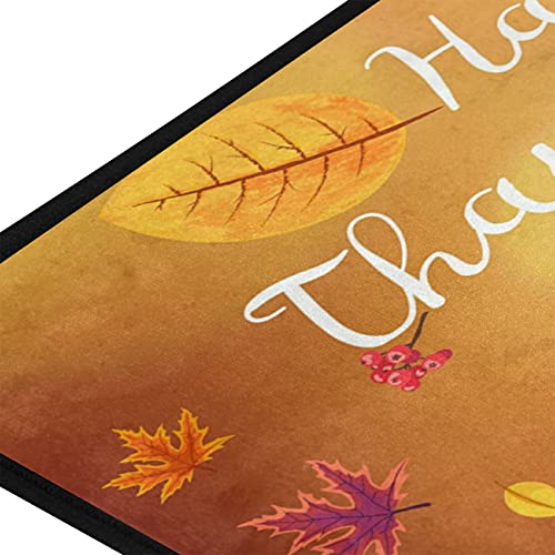 Thanksgiving Rug Kitchen Rugs Runner Happy Thanksgiving With Pumpkin Autumn Leaves Doormat Bath Rugs Mat Non Slip Area Rugs For Bathroom Kitchen Indoor 39" X 20" #TOP3