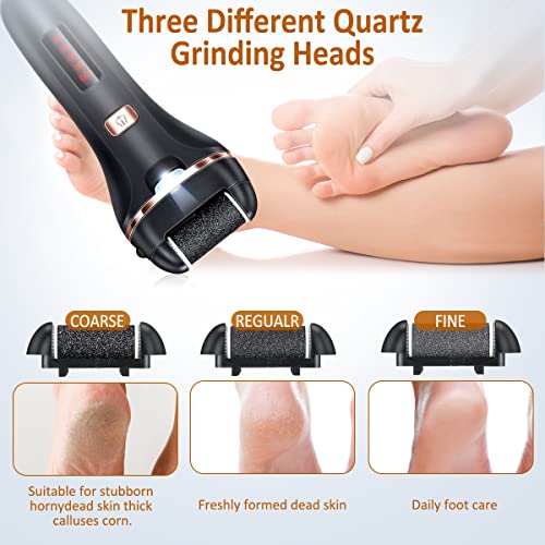 Electric Callus Remover For Feet,Rechargeable Foot File Hard Skin Remover,Waterproof 14 In1 Professional Pedicure Kit For Cracked Heels Calluses&Dead Skin,With 3 Roller Heads 2 Speed, Battery Display #TOP2