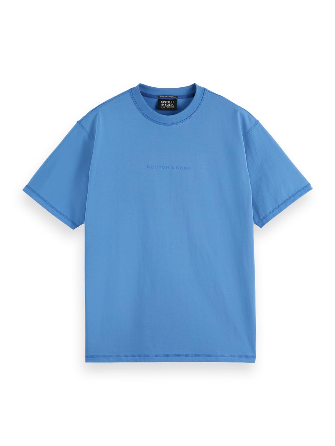 Scotch & Soda Men's T-Shirt Seasonal Core Front Chest Logo T-Shirt, Lake-Blue, XXL
