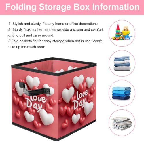 Boîte de rangement pliable Love Day grand panier cube 27.9 cm avec double poignées