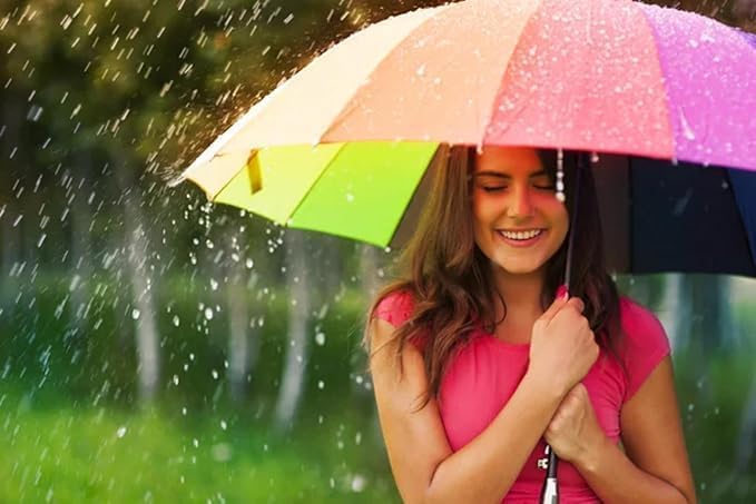 Image of Rainbow Umbrella Big Size 16 Ribs Stylish Colorful Umbrella for Kids Woman and Men Windproof Rainbow Umberalla Auto Open And Manual Close Anti-UV.