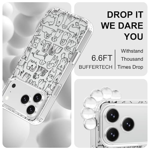 MOSNOVO for iPhone 17 Pro Max Case | Military Grade 6.6ft Drop Tested | Camera Control | Clear with Doodle Dog Design by MOSNOVO - Used condition - Image 5