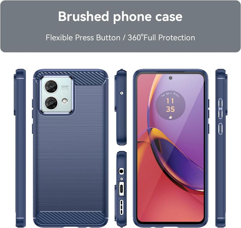 Image of NPRC Hybrid Ultra Slim Protective Case TPU Non-Slip Carbon Fiber Texture Shockproof Case Cover for Moto G84 - Blue