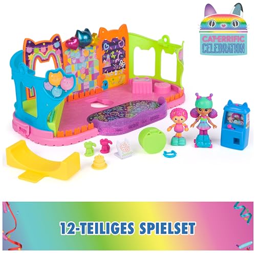Gabby’s Dollhouse, Partyraum Spielset, Skate-Park Dachgeschoss Zimmer mit Gabby und Marty-Figur, Möbeln und Zubehörteilen, ab 3 Jahren
