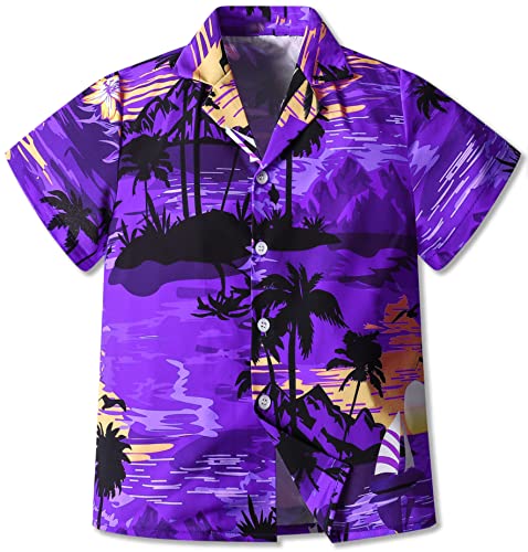 Image of Betusline Girls' and Womens' Hawaiian Shirt Blouse Button Down Beach Shirts | Casual breathable and comfortable Short Sleeve V-Neck Floral Tropical Blouse