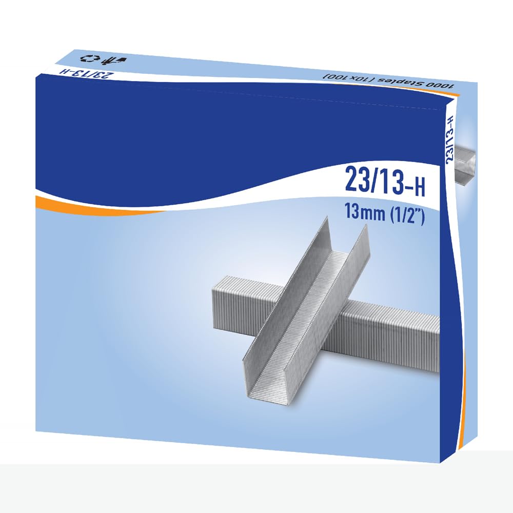 Stapler Pin 23/13-H 13mm (1/2") Compatible for Heavy Duty Staplers | 23/13 H Stapler Pins (Pack of 2 Boxes 2000 Staples)