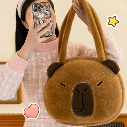 Capybara Purse Plush Cute Capybara Shoulder Bag Kawaii Adorable Capibara Bag Animal Fluffy Purse Christmas Gift3
