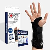 Doctor Developed Carpal Tunnel Wrist Brace Night & Wrist Support & Sleep Brace [Single] (with Splint) & Doctor Written Handbook - Fully Adjustable to Fit Any Hand (Right)