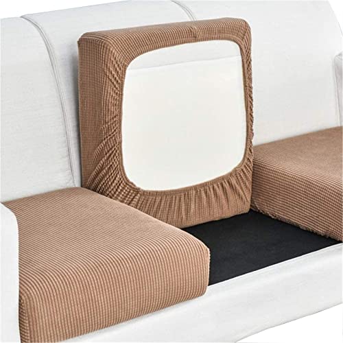 XHDZSW Sofa Sitzkissenbezug Stretch Kissenbezug, Sofakissen Schonbezug Sofasitzbezug für Sofa Sitzkissen Möbelschutz, rutschfest Stoff Tartan (Kamel,2 Sitzer) Cover