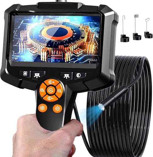 Image of Industrial Endoscope Camera, 4.3'' IPS Screen Borescope Inspection Camera with 8 LED Lights, 1080P HD Digital Snake Camera, Handheld IP67 Waterproof Drain Sewer Camera, 16.5ft Semi-Rigid Cable