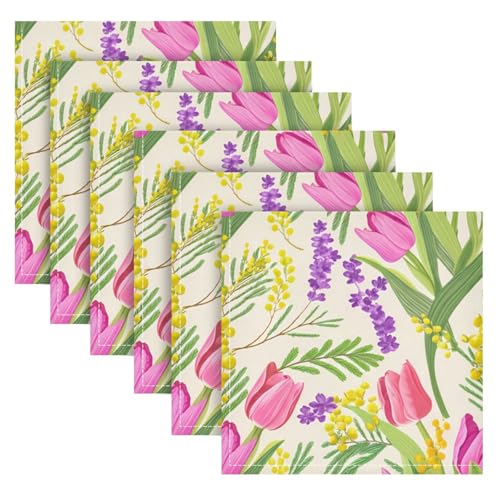 Servilletas de Tela Qilmy Tulips Set x4 20x20 in miniatura 6