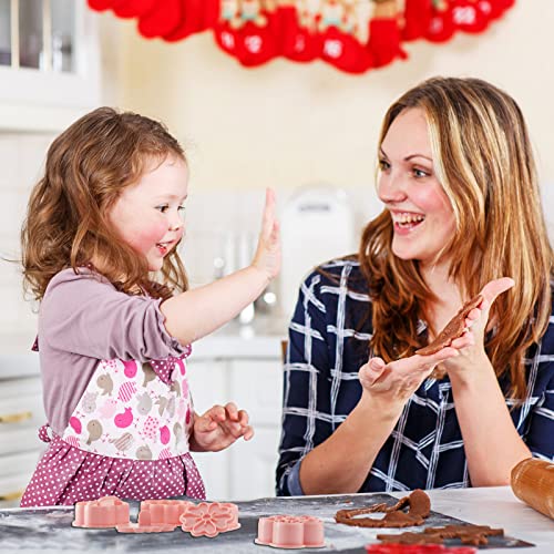 8 Pieces Flower Cookie Cutter Flower Shaped Cookie Mold Plastic Pink Cookie Cutters For Home Kitchen, 8 Styles #TOP6