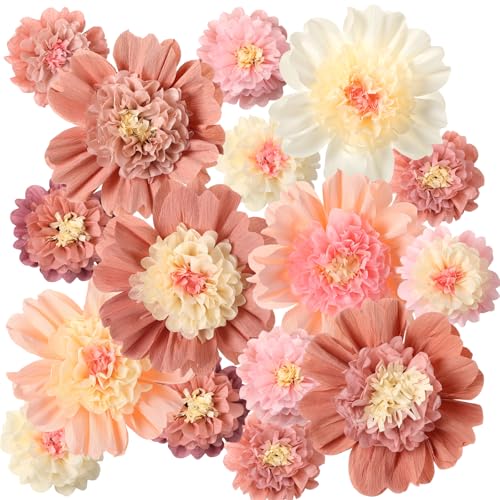 Fleurs en papier crépon Fiesta Faccito lot de 12 déco vintage