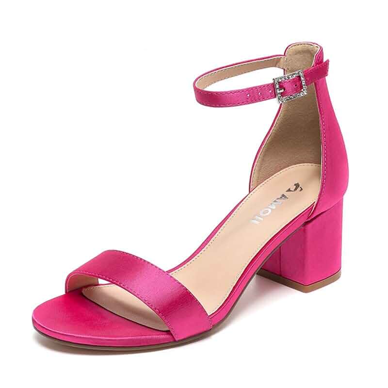Amoji Women's 2.5 Inch Low Heel Ankle Strap Dressy Sandals 301