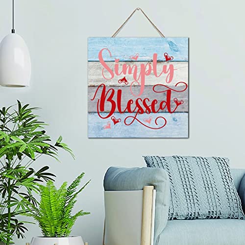 Décoration murale rétro Saint-Valentin plaque en bois Simply Blessed