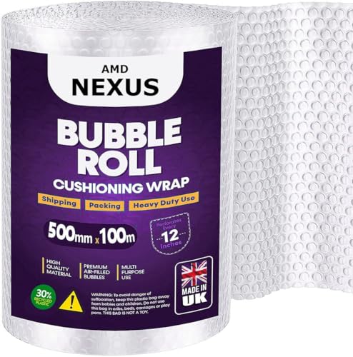 AMD Nexus 500m X 100m Bubble Wrap - Premium Quality Roll for House Moving Shipping Storage & Packaging Essentials - Made in UK Durable Protective Air Wrap