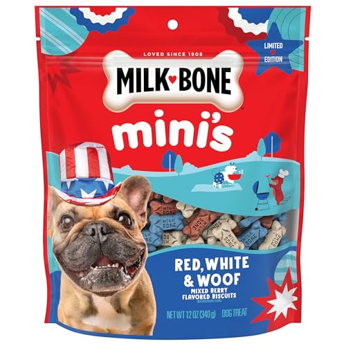 Milk-Bone Minis Red White & Woof Mixed Berry Flavor Mini Dog Treats 12 Oz. Bag