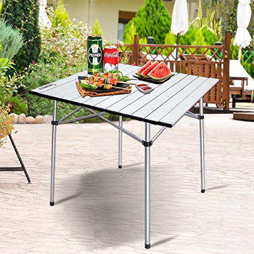 Growsun Folding Camping Table, Portable Aluminum Lightweight Square Camp Table w/Carry Bag for Outdoor and Indoor - Thumbnail 2