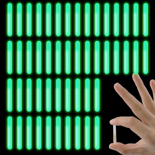 Asofelk 50PCS Small Fishing Float Light Sticks, Fluorescent Dark Glow Stick for Night Fishing, Yellow Fishing Float Light Stick for Bobbers Fish Glow, Fishing Glow Sticks Bulk for Party, Concert