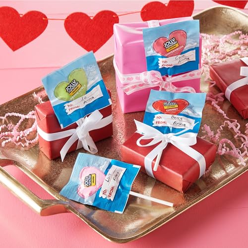 Image of Jolly Rancher Valentine Exchange Assorted Fruit Flavored Heart Lollipop Candy, Valentine's Day, 9.2 oz Pack (20 Count) 260g