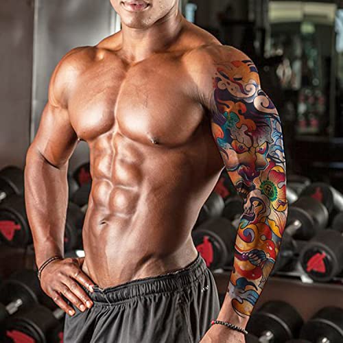 Full Arm Temporary Tattoo Stickers Waterproof Extra Large Fake Tattoos Japanese Mythology Prajna Sen Wave Tattoo Sleeve Body/Leg/Arm Makeup Lasting Tattoos For Man Women Cool Fashion 3D Realistic Tattoo #TOP5