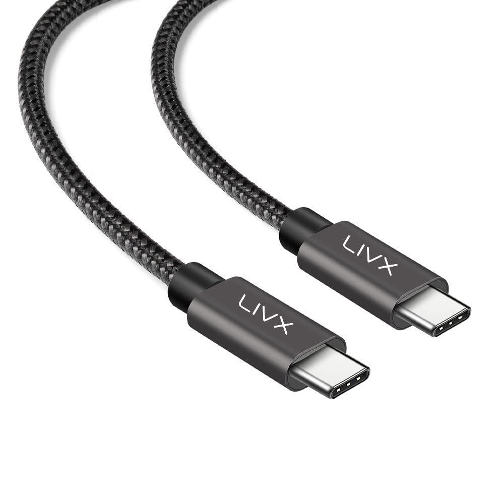 LivX Solid 100W 5A Type C to Type C iPhone 15 Pro Max Plus Hızlı Şarj ve Data Kablosu Halat Örgülü Space Gray (50 Cm)