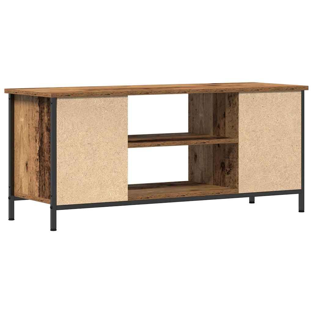 Szafka pod telewizor z drewna starego drewna, 102 x 35 x 45 cm, z regałem, miejscem do przechowywania i półką, nowoczesny szafka do salonu, kredens, komoda, szafa, kanał kablowy, multimedia