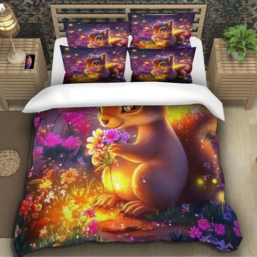 Housse de couette écureuil 3D en microfibre premium avec fermeture éclair cachée - 4