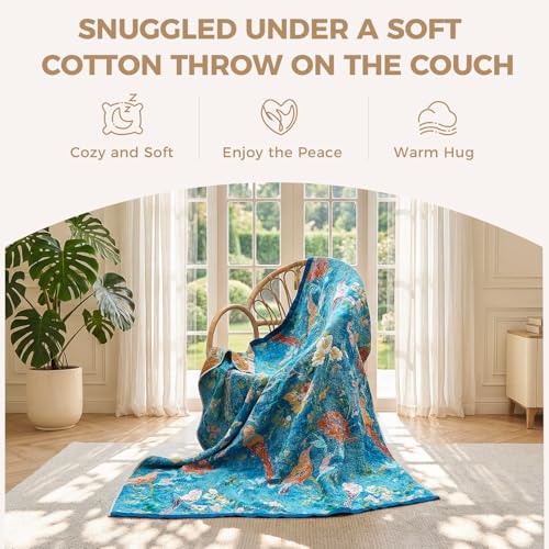 Image of LUTBM Boho Throw Blanket for Bed 60 inchx80 inch, All Season Cotton Couch Blankets