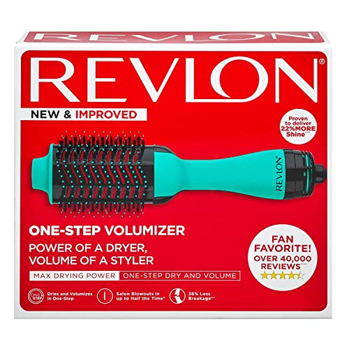 Revlon Salon One-Step Original 1.0 Hair Dryer And Volumizer Hot Air Brush, Teal - Diffuser, Ionic Technology, Adjustable Heat Settings, Cool Tip, Dryer Attachment #TOP7
