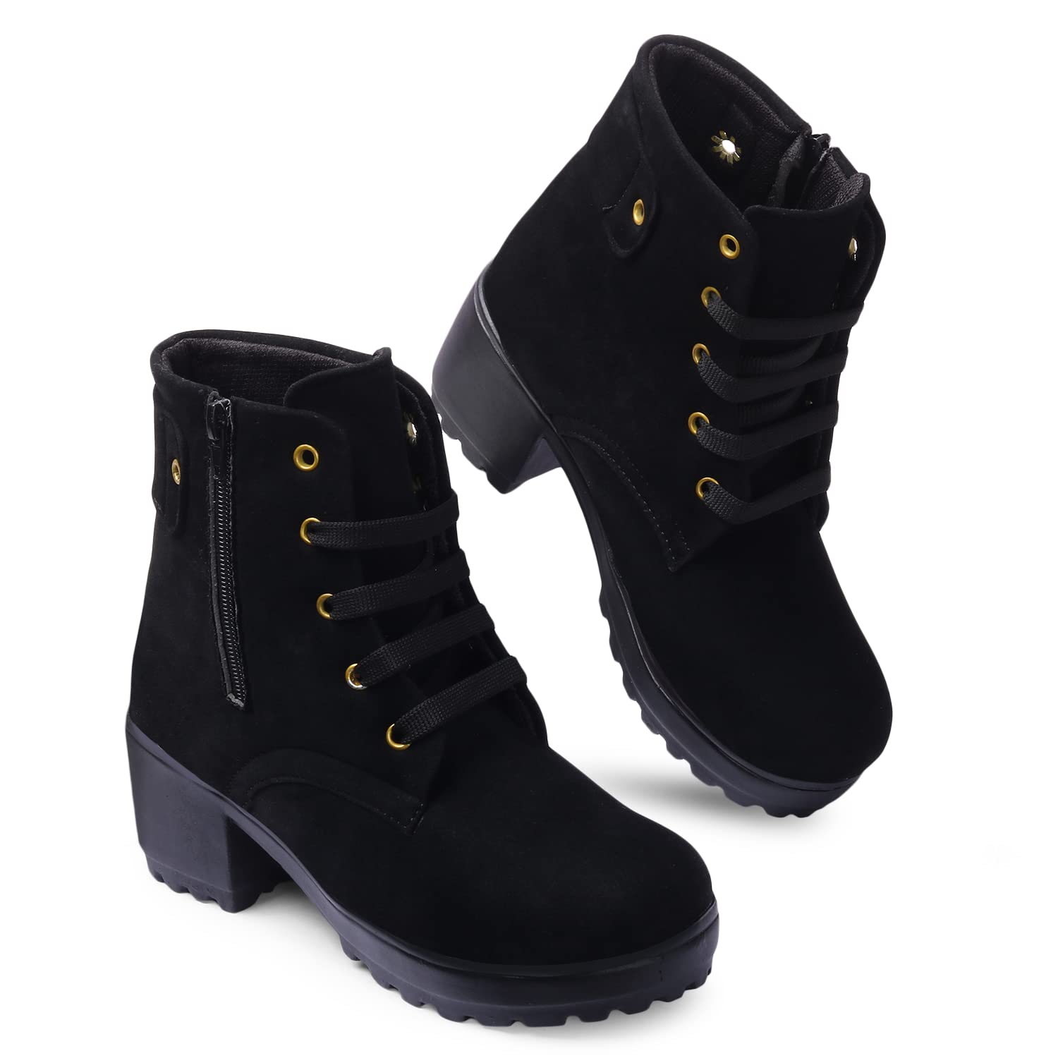 STRASSE PARIS Amazing Design Womens Ankle Length Block Heel Black Stylish And Fashionable Boots Lace up & Side Zip | Stylish Latest & Trendy Boots for Women (B09W97NHQD) Amazon Price History, Amazon Price Tracker