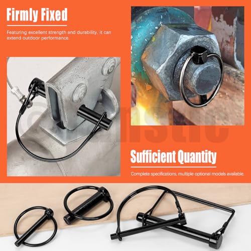 Tanstic 9 Stück Schwarzer Wire Lock Pin & Lynch Pin Set, Kupplungsbolzen Wellenverriegelungsbolzen PTO Pin Anhängerkupplungsbolzen Linch Pin für landwirtschaftliche Anhänger Traktoren Wagons Mäher