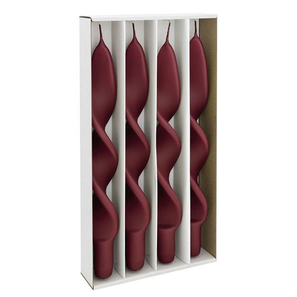 Generico Confezione da 4 Pezzi Candela Lunga torciglione 27 cm Bordeaux
