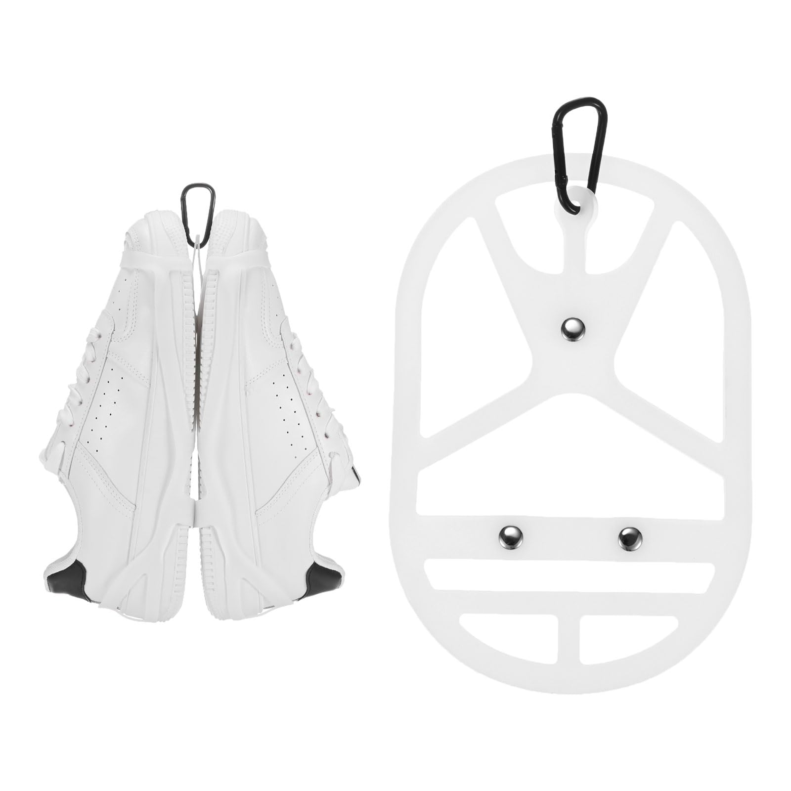 TIXIPEM Shoe Holster for Backpack [1SET] - Elastic Silicone Footwear Holder with Clip Use for Travel & Outdoors & Sports - [White-L] Hang Extra Shoes Cleats Boots