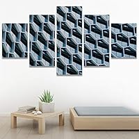 SIGNWIN 5 Panel Canvas Wall Art Abstract Architecture Modern Artwork for Home Decorations Ready to Hang - 60