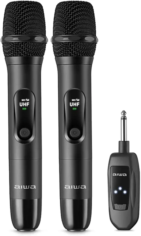 MICROFONE AIWA PRETO SEM FIO WIRELESS AWS-MIC-01 BIVOLT