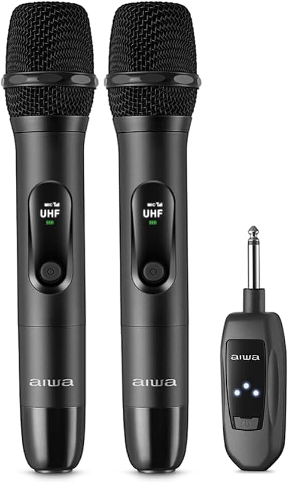MICROFONE AIWA PRETO SEM FIO WIRELESS AWS-MIC-01 BIVOLT
