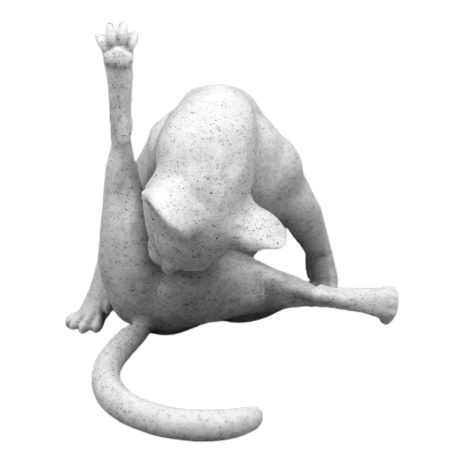 Opilroyn White No Shame Cat Sculpture, Sculpture Funny Cat Figurine, Cat Ornament, Resin Cats Licking, Desktop Art Statue, Unique Abstract Aesthetic Room Decor, Suitable For Bedroom Dining Room Decoration
