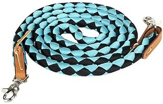 Triple E Nylon Braided Trail Rein Turquoise/Black