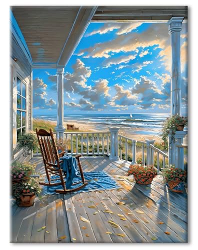 77iiAii Malen Nach Zahlen Erwachsene, Paint by Numbers Landschaft, Malen-Nach-Zahlen Anfänger, DIY Leinwand Ölgemälde Set Mit 3 - Pinsel und Acrylfarbe, Als Geschenk für Wanddeko - 40x50 cm